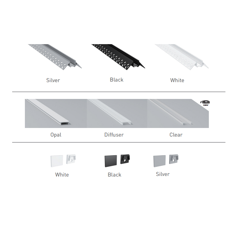 Plaster In LED Black Channel Corner Profile For 12mm RGB LED Strip Lights Plaster In LED Black Channel Corner Profile For 12mm RGB LED Strip Lights